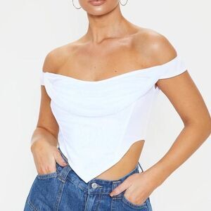 Prettylittlething Women's White Corset Cropped Top